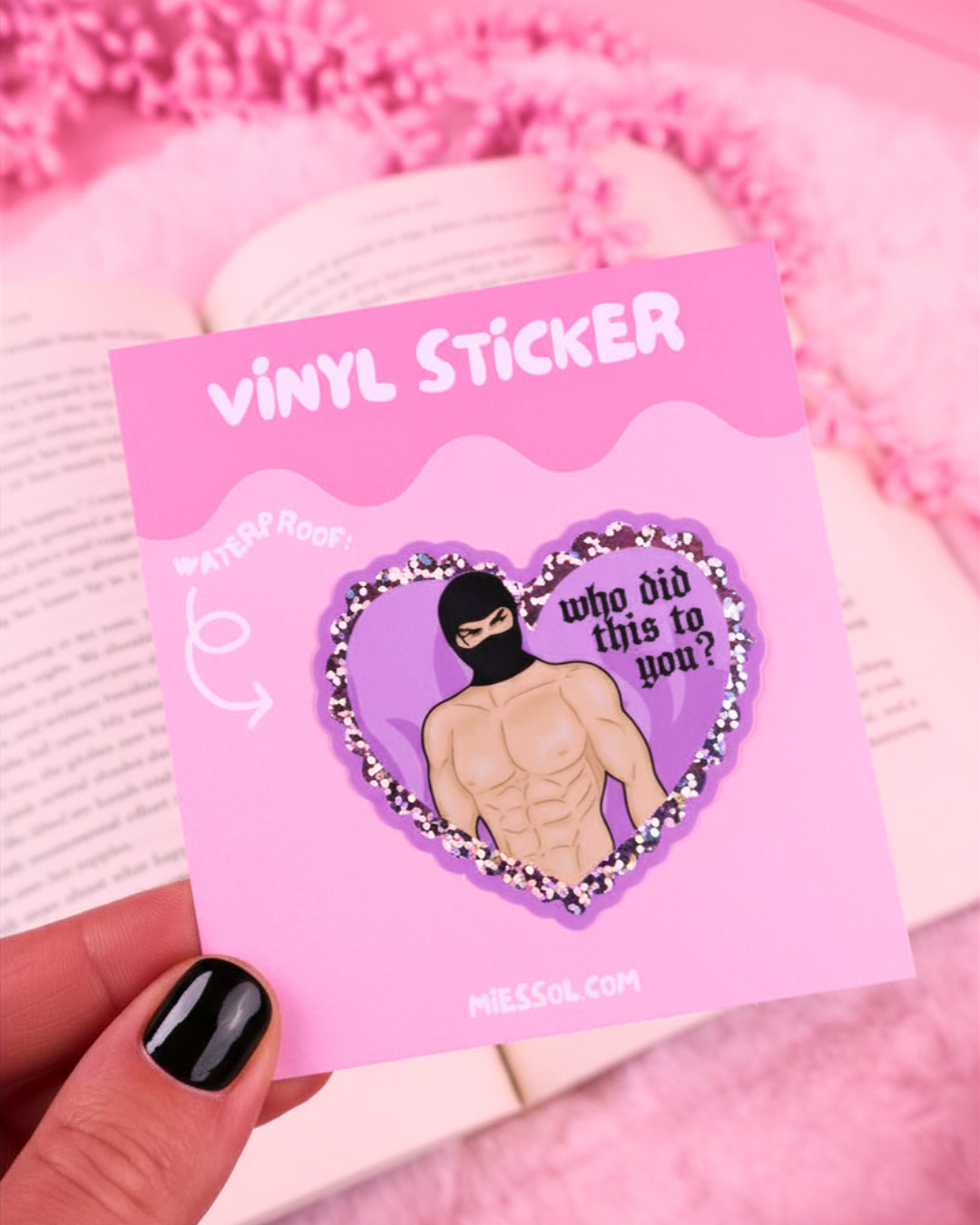Who Did This To You Glitter Vinyl Bookish Waterproof Sticker