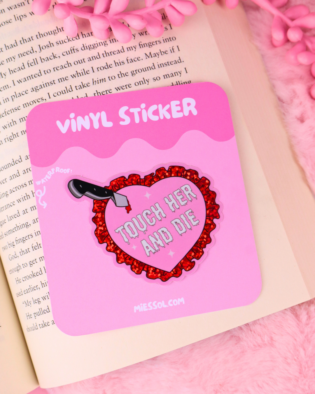 Touch Her And Die Viny Dark Romance Vinyl Bookish Sticker