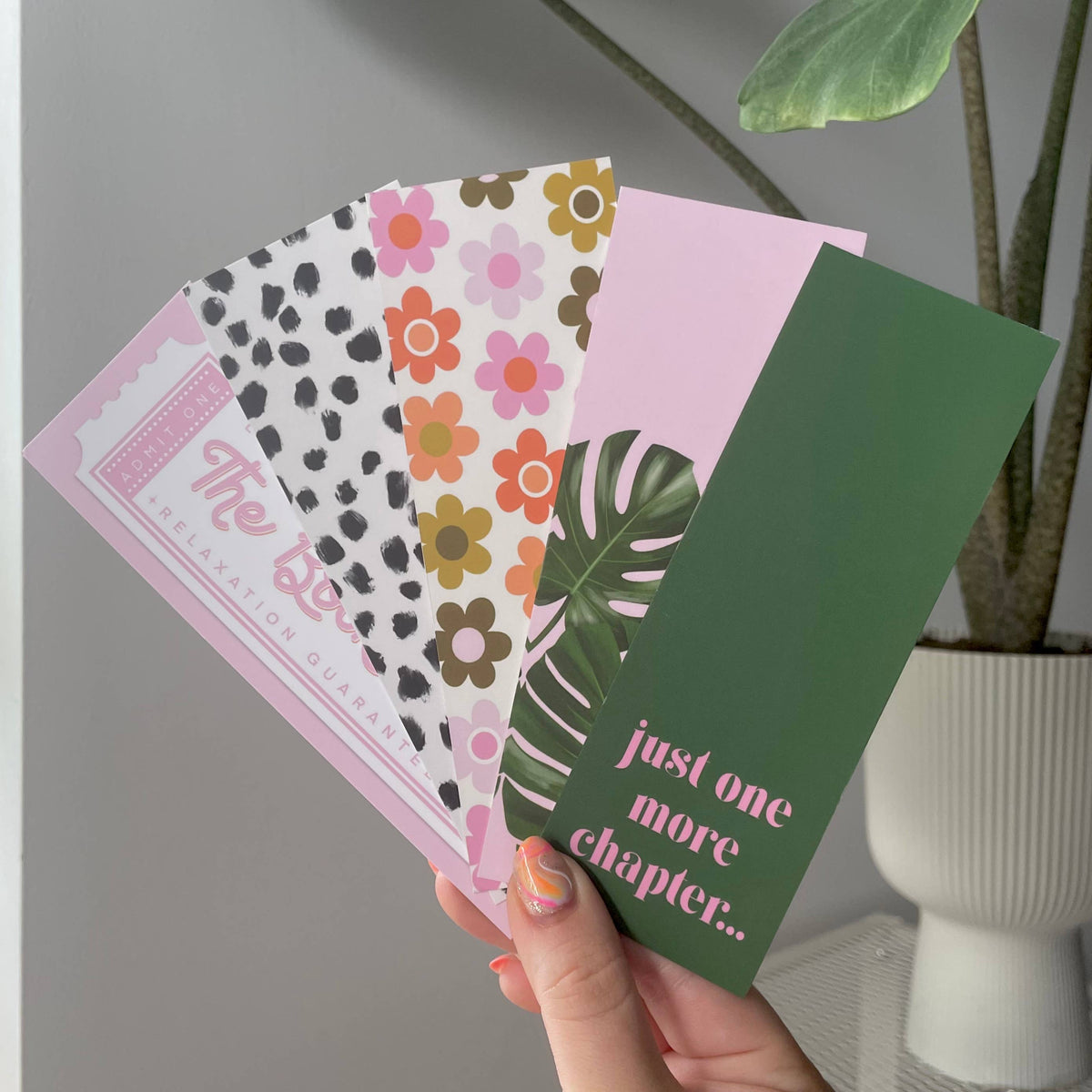Monstera Bookmark Plant Print Pink Book Gift Leaf Jungle