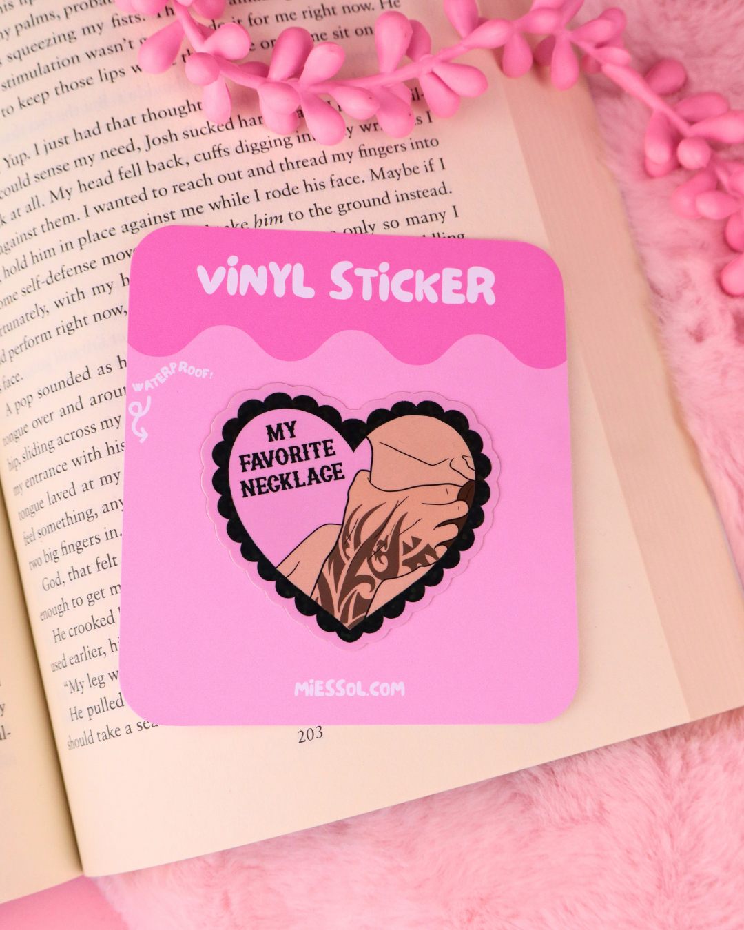 Favorite Hand Necklace Dark Romance Vinyl Bookish Sticker