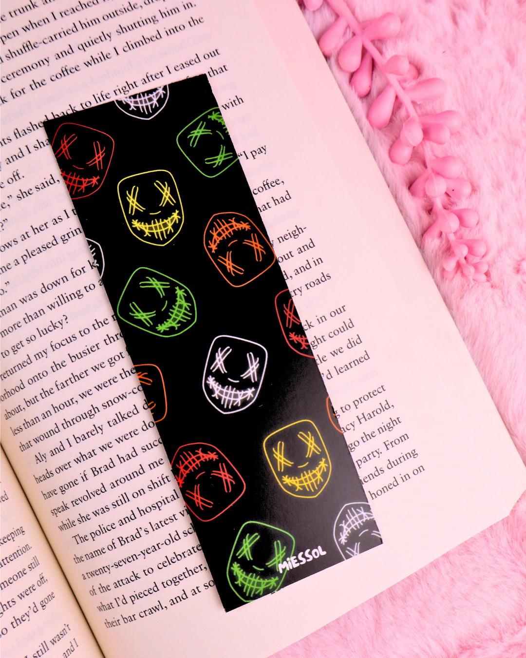 Neon Masked Men Bookmark for Dark Romance Readers
