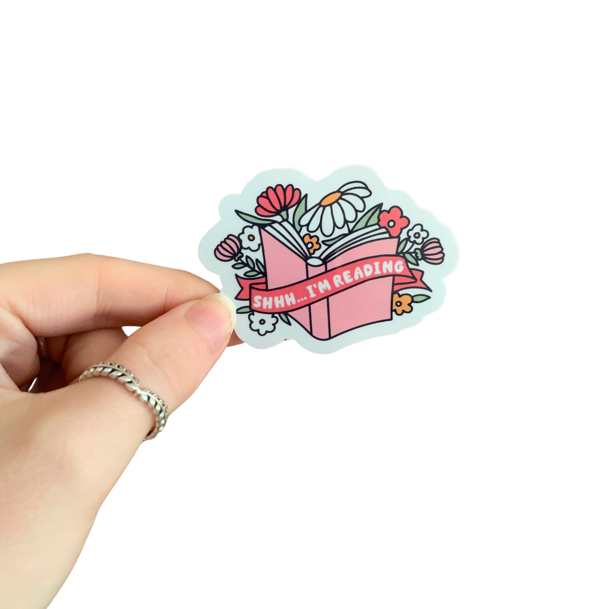 Shh I'm Reading Floral Book Vinyl Sticker