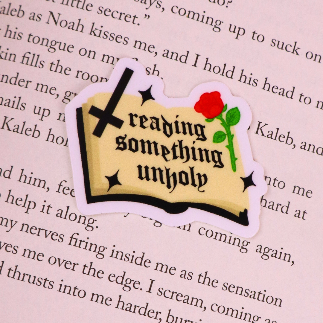 Reading Something Unholy Vinyl Waterproof Bookish Sticker
