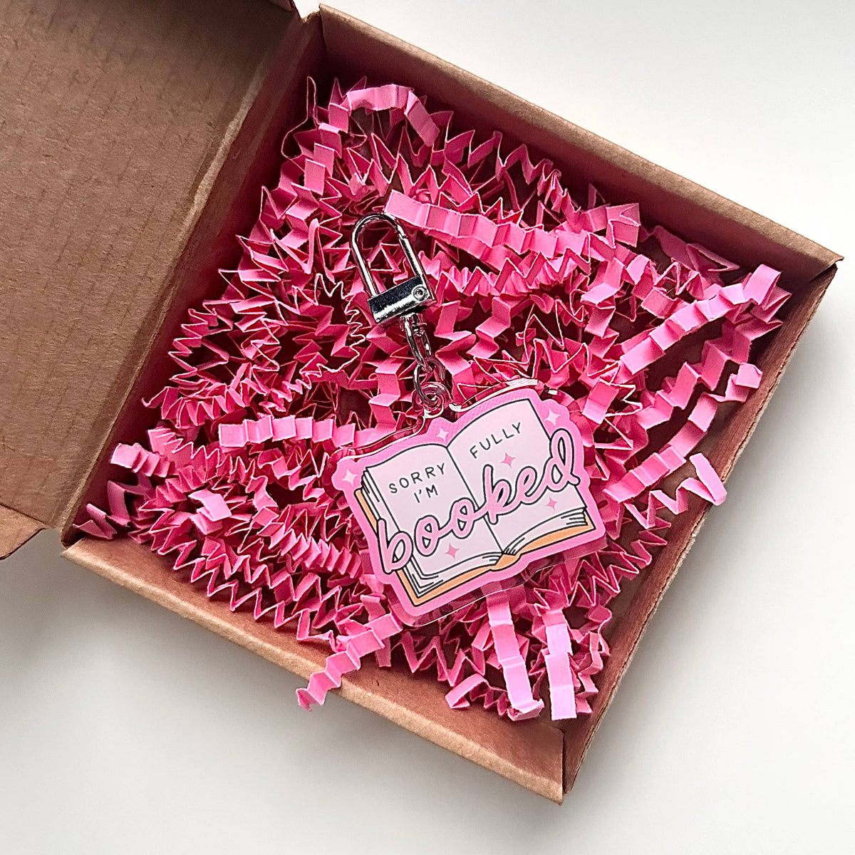 Fully Booked Keyring Bookworm Book Lover Pink Gift