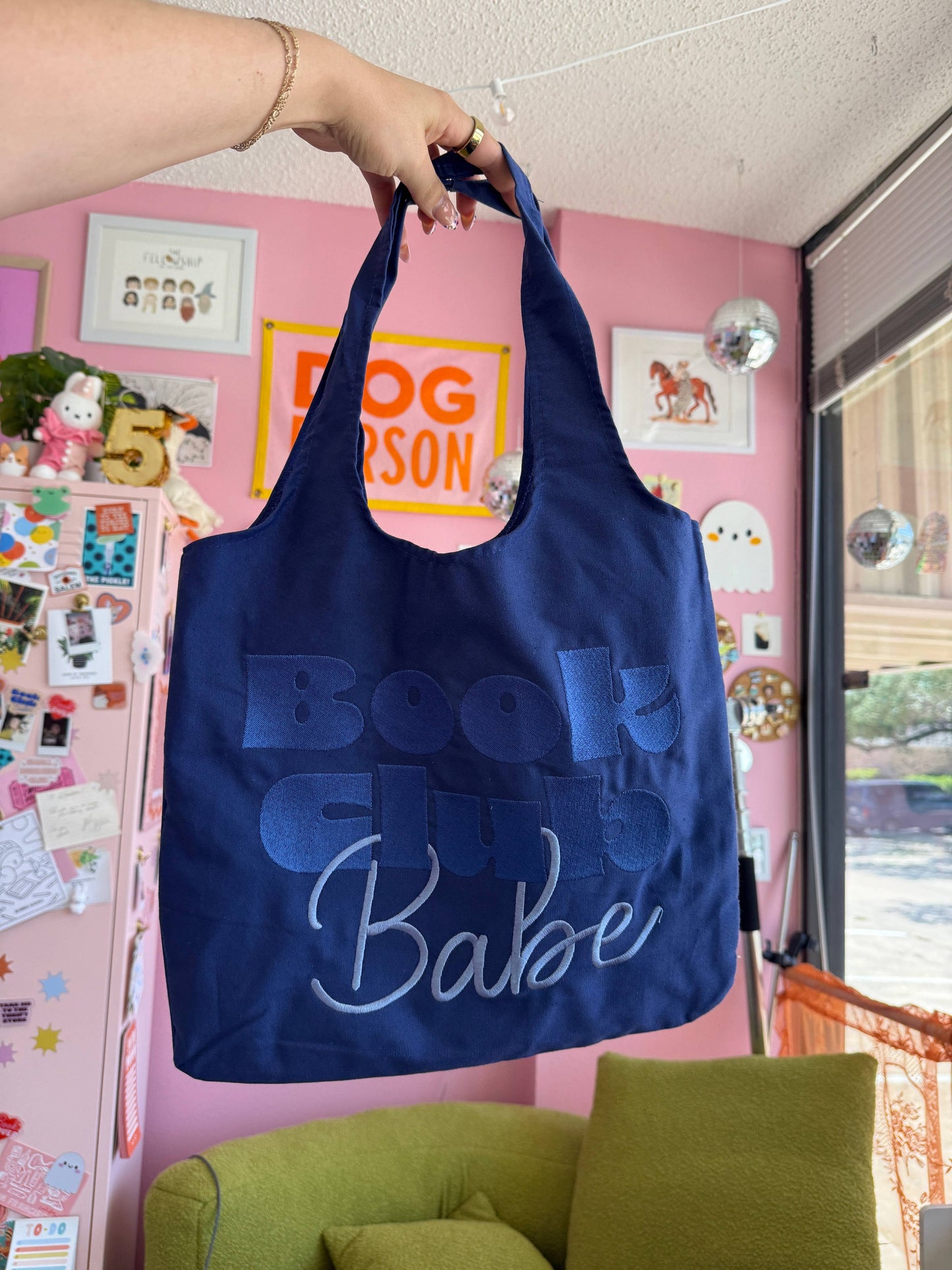 Embroidered Blue Book Club Babe Totebag