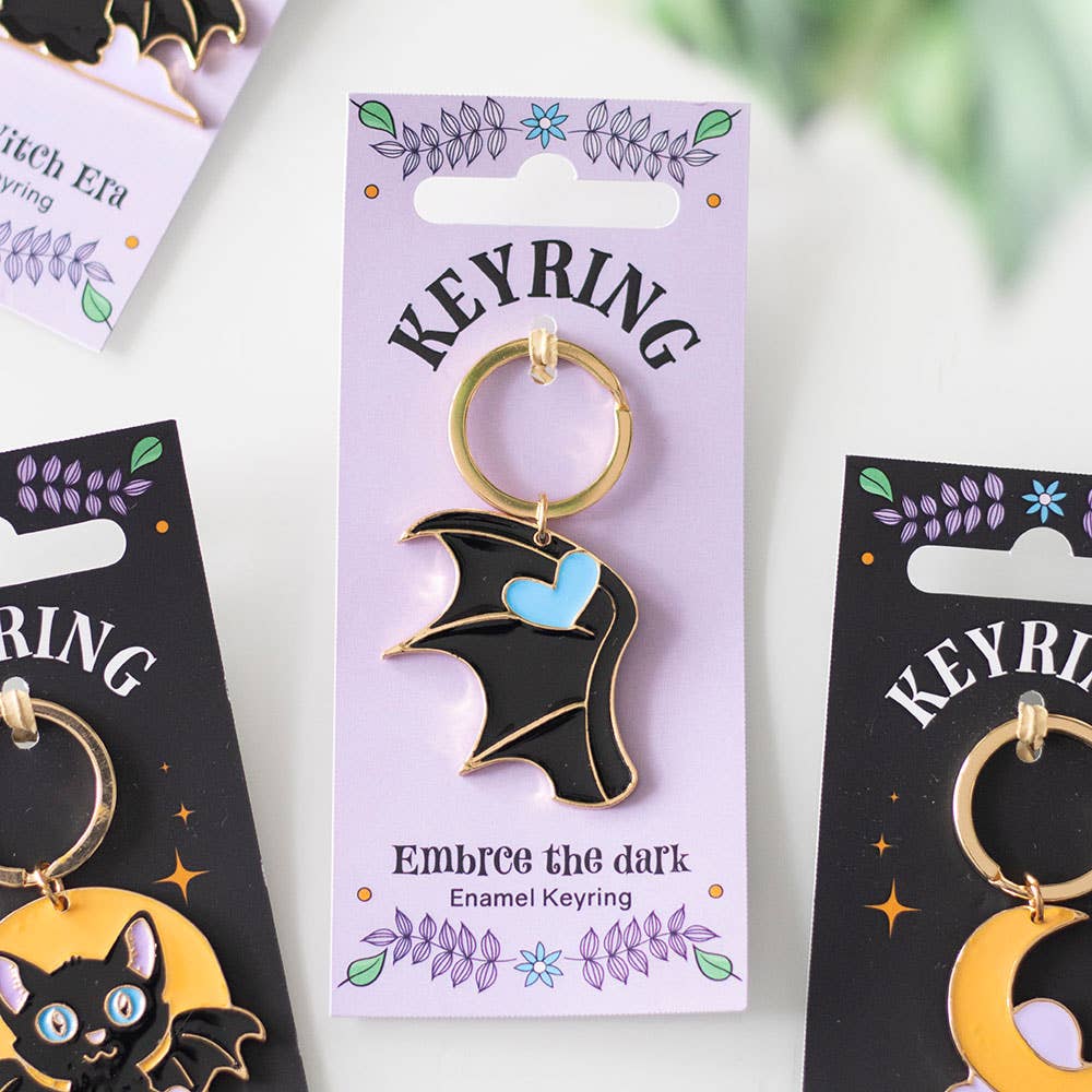 Embrace the Dark Gothic Bat Wing Keyring