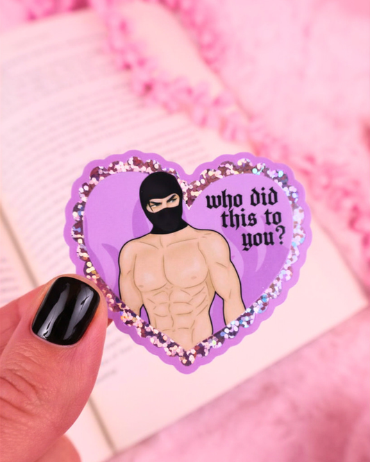 Who Did This To You Glitter Vinyl Bookish Waterproof Sticker