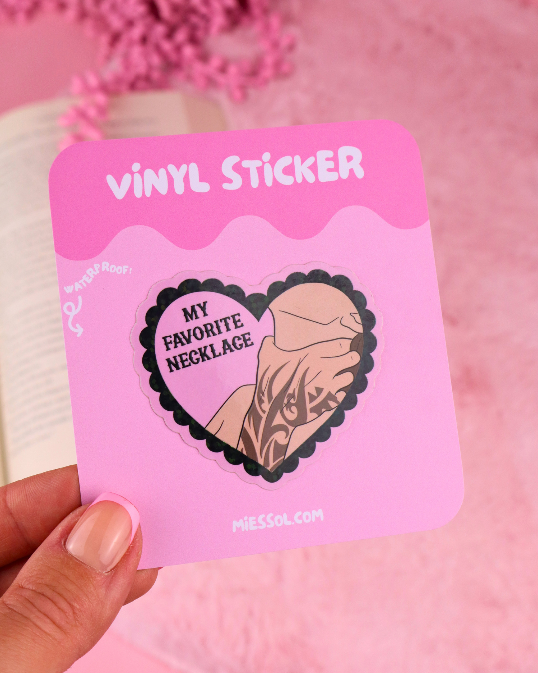 Favorite Hand Necklace Dark Romance Vinyl Bookish Sticker