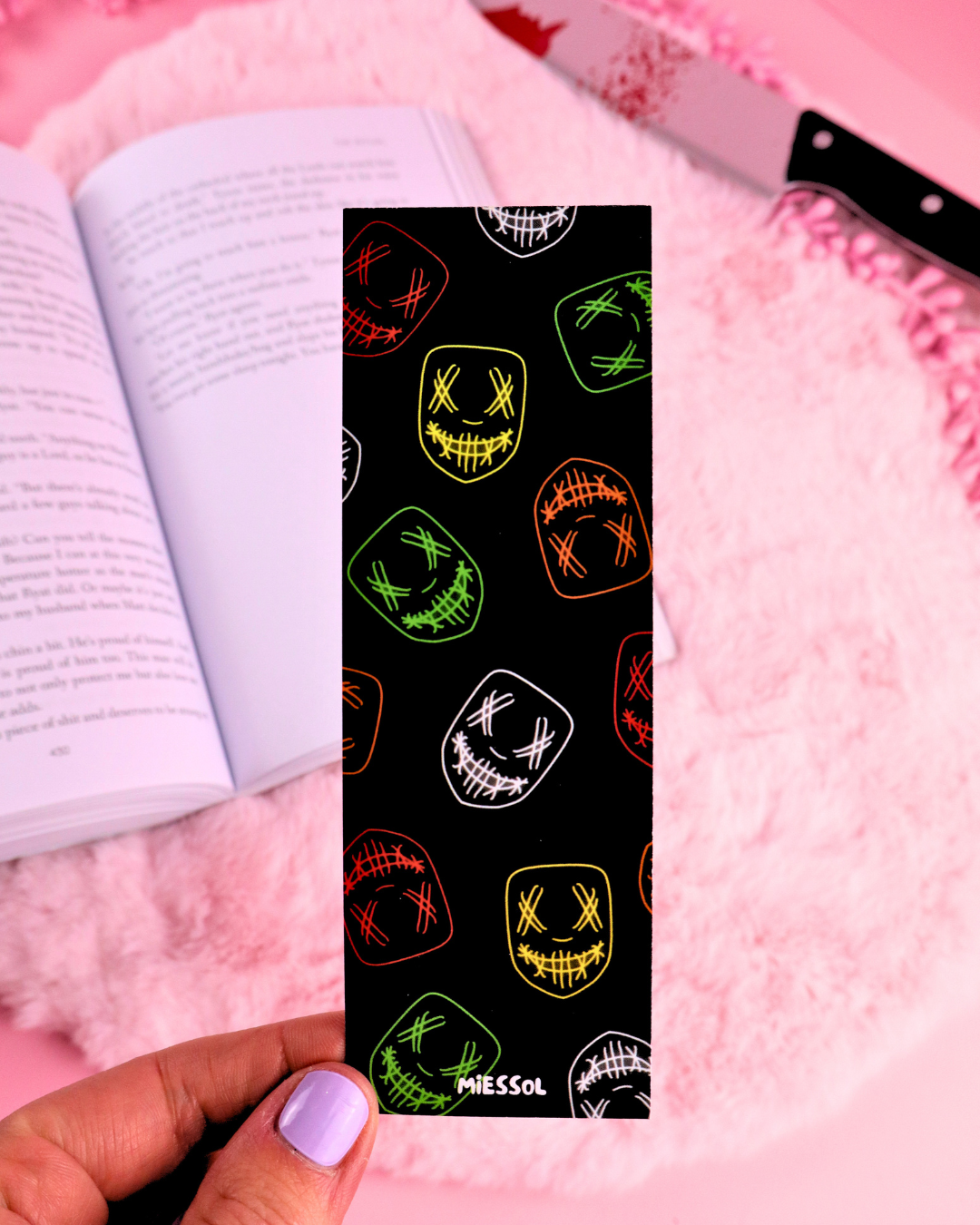 Neon Masked Men Bookmark for Dark Romance Readers
