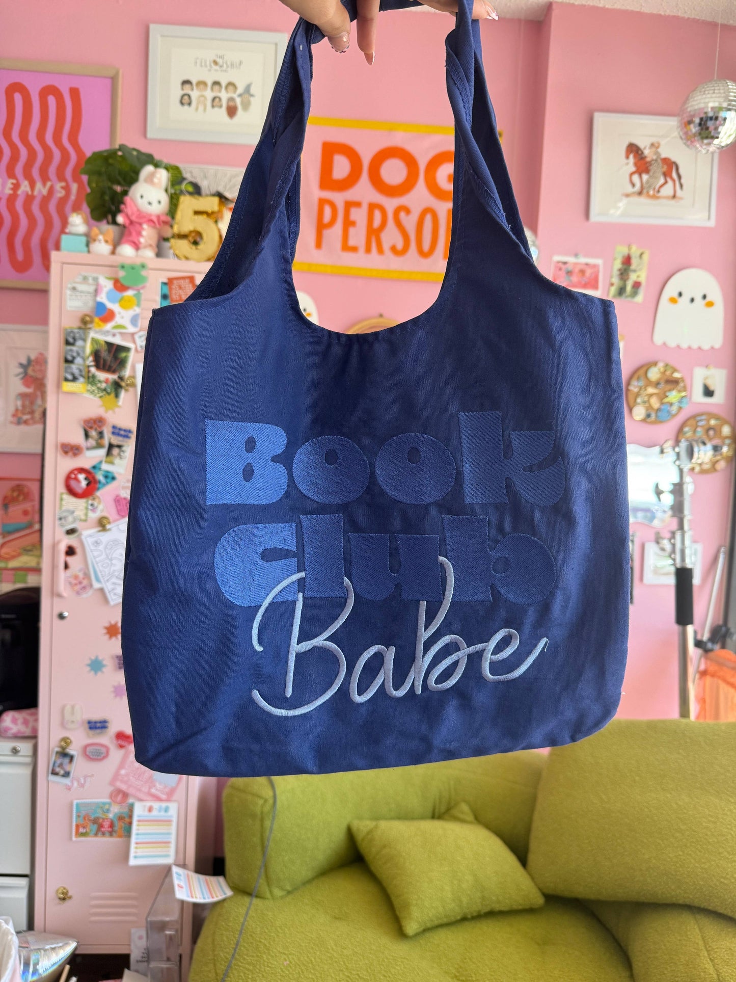 Embroidered Blue Book Club Babe Totebag