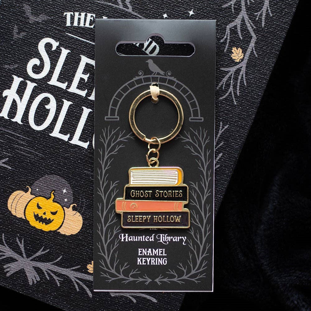 The Haunted Library Book Stack Gothic Halloween Keyring