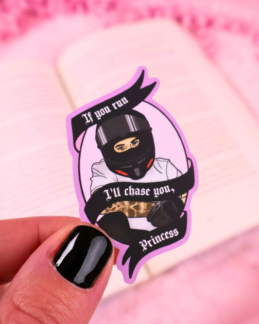 If You Run, I'll Chase You Biker Vinyl Bookish Sticker