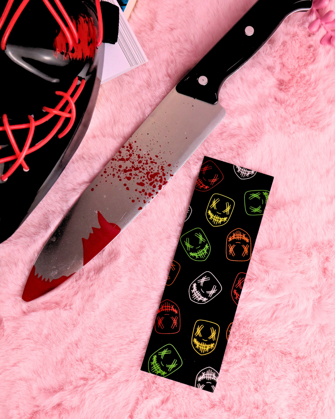 Neon Masked Men Bookmark for Dark Romance Readers