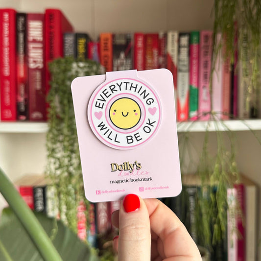 Everything Will be Ok Magnetic Bookmark Reading Bookworm