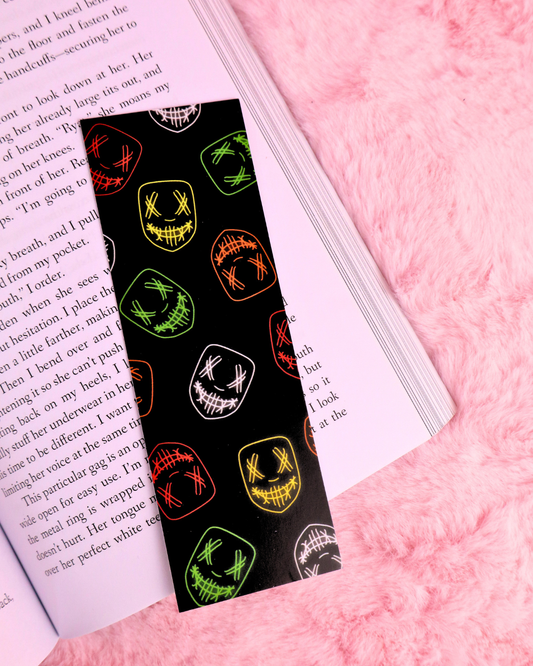 Neon Masked Men Bookmark for Dark Romance Readers