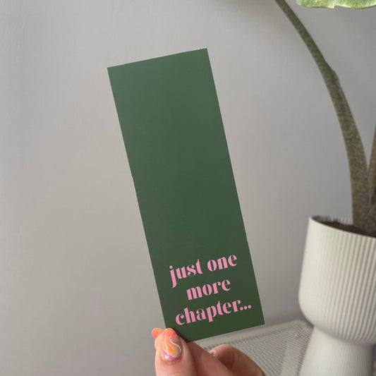 Just One More Chapter Green Pink Bookmark Book Gift