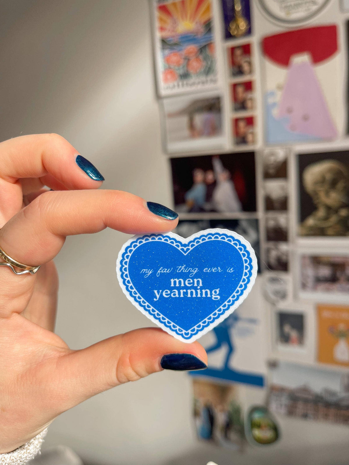 Men Yearning Sparkly Heart Sticker | Romance Reader Sticker