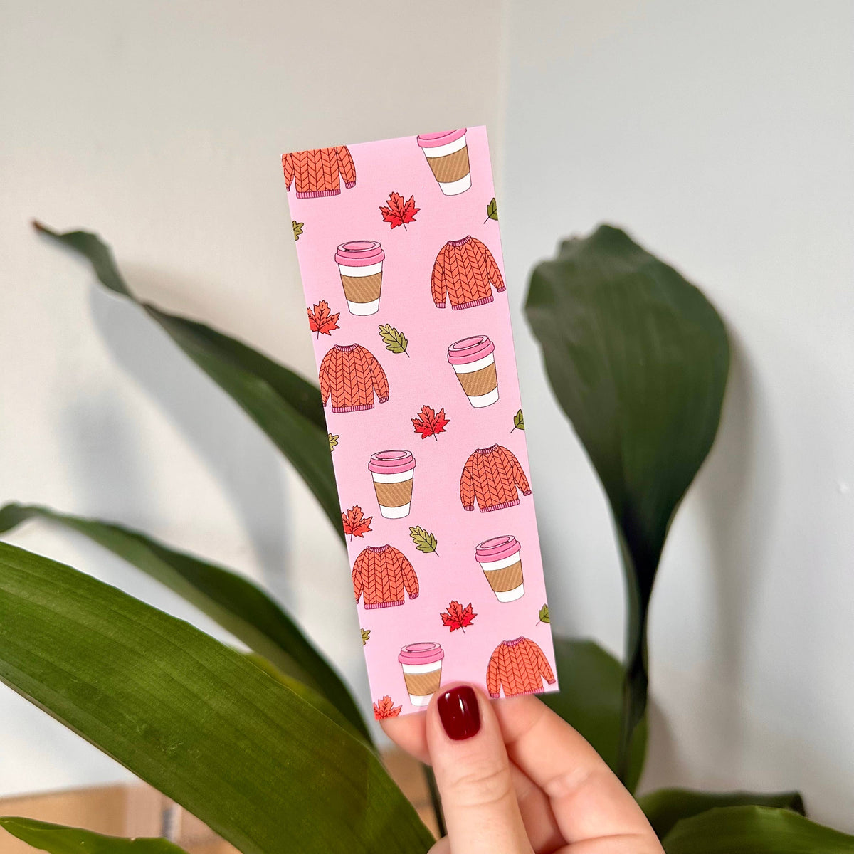 Cosy Bookmark Jumper Coffee Book Gift Autumn Bookworm